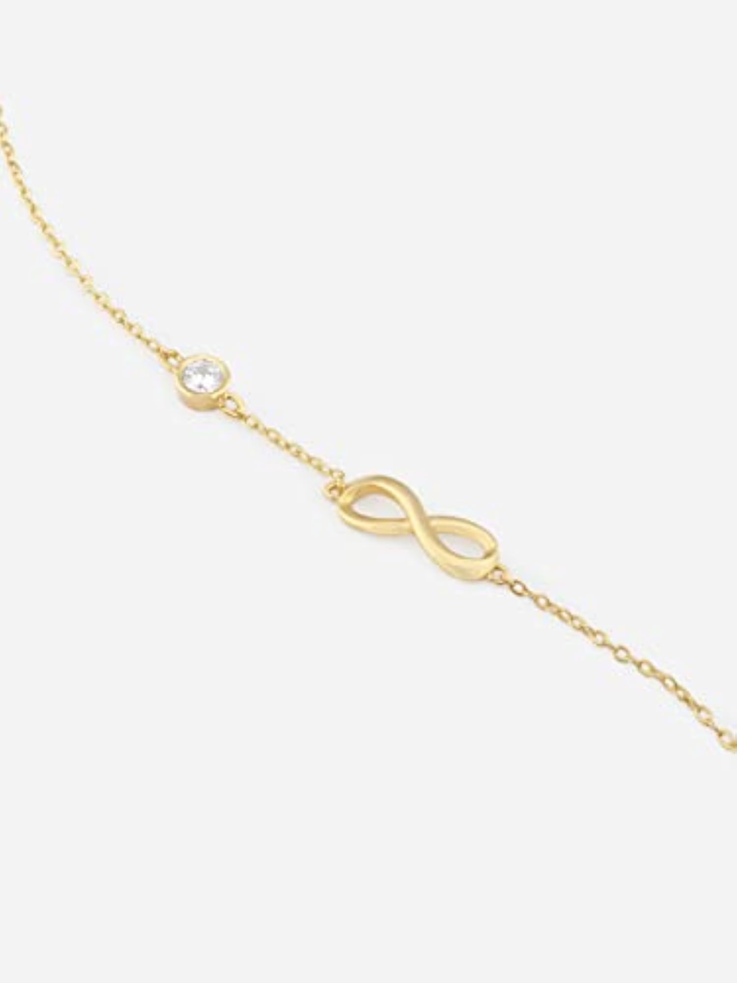 Infinity Shape Anklet with Solitaire Crystal Diamonds